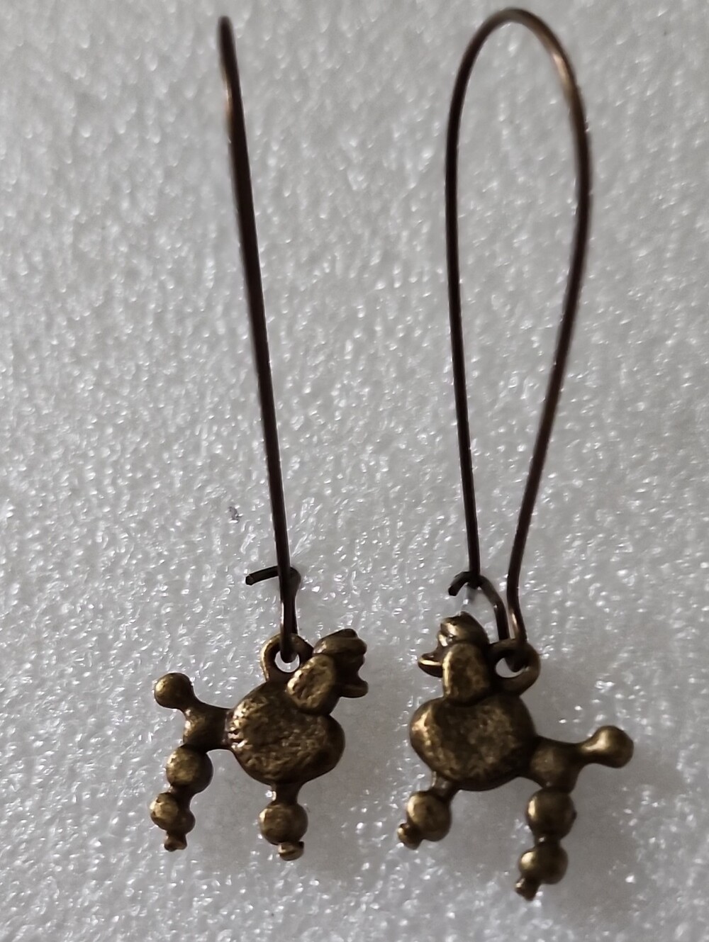 Hand Crafted Bronze Poodle Drop Earrings